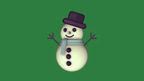 A snowman wearing top hat and scarf green screen scene figure movement style Stock-Footage 335994791