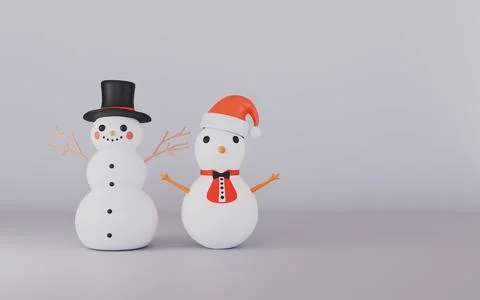 Snowman on white background 3d illustration Stockillustratie