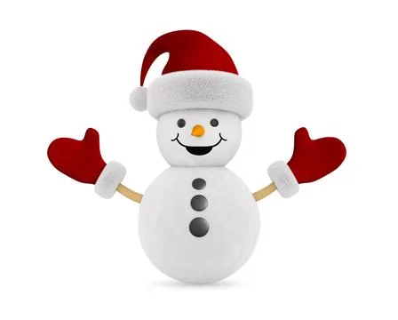 Snowman on white background. Isolated 3D illustration Stock Illustration