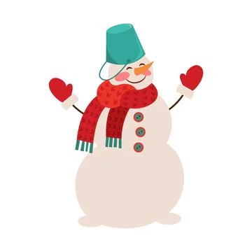 Snowman on a white isolated background. Vector illustration Stock Illustration