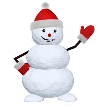 Snowman on white pointing to something Stock Illustration