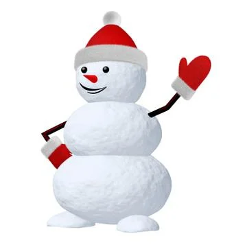 Snowman on white pointing to something Stock Illustration