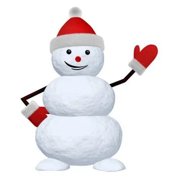 Snowman on white pointing to something Stock Illustration