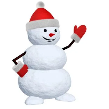 Snowman on white pointing to something Stock Illustration