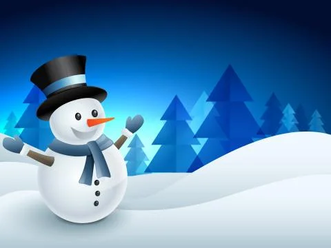Snowman winter background Stock Illustration
