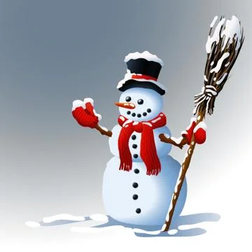 Snowman. Winter background. Vector illustrations Stock Illustration