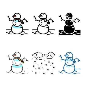 Snowman winter color forms icon vector Stock Illustration