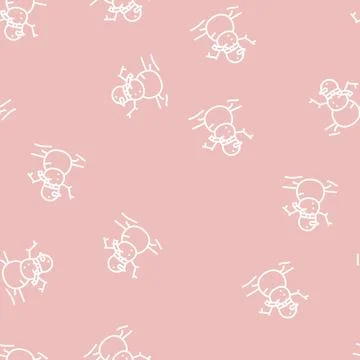 Snowman winter line seamless pattern Stock Illustration