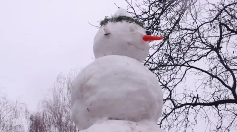 Snowman in winter melting. Stock Footage 60965233