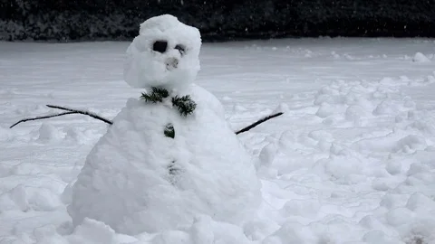 Snowman in winter scene, loopable background, London 2017 Stock Footage 83425109