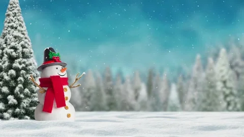 Snowman in winter scenery Stock Footage 252345090