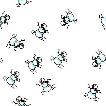 Snowman winter vector seamless pattern Stock Illustration