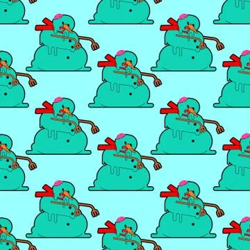 Snowman Zombie pattern seamless. Dead green snowman background. end of Christ 스톡 일러스트