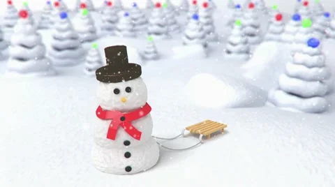 Snowmanon snow forest background Stock Footage 8992599