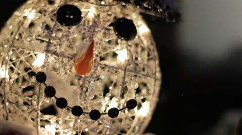 Snowman's Face Lights Stock Footage 35825843