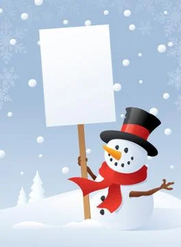 Snowman's winter message Stock Illustration