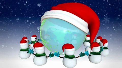Snowmen around  planet. Stock Footage 44159863