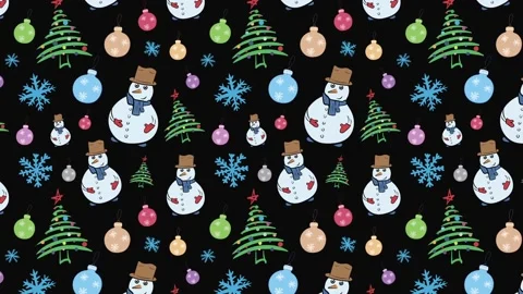 Snowmen on black Stock Footage 93586791