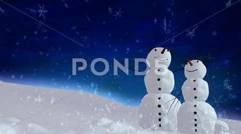 Snowmen blue sky Stock Illustration