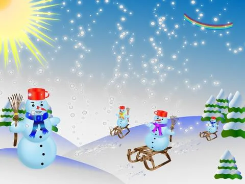 Snowmen 스톡 일러스트