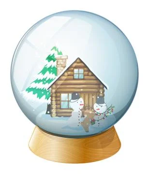 Snowmen inside the crystal ball Illustrazione stock