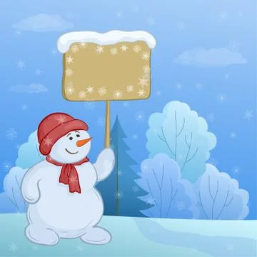 Snowmen in the winter forest Stock Illustration