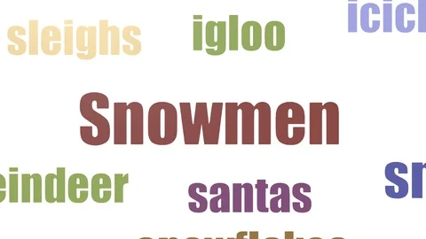 Snowmen Wordcloud Animated On White Background Vídeos de archivo 103559032