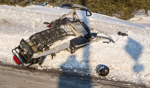 Snowmobile accident Stock Photos