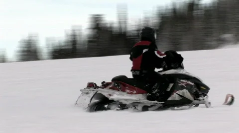 Snowmobile away M HD Stock Footage 303150