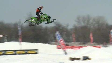 Snowmobile Big Jump 動画素材 38720133