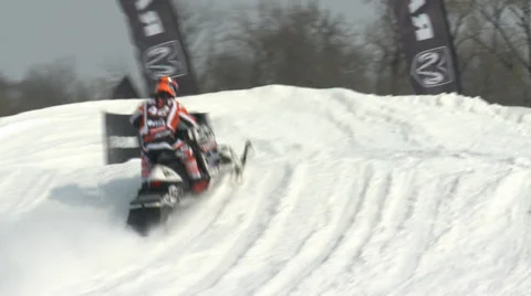 Snowmobile Driving Away Video stock 38720851