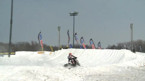 Snowmobile Hits Jump 스톡 동영상 38720942