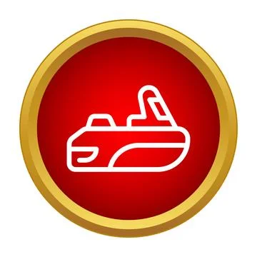 Snowmobile icon in red circle button Stock Illustration