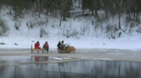 Snowmobile on lake Vídeo Stock 362063