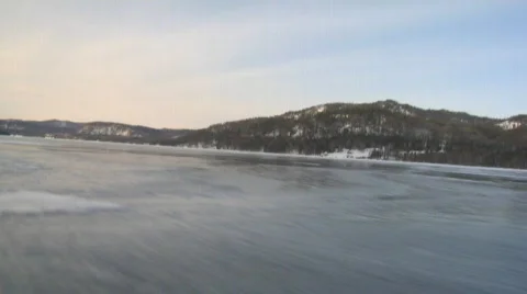 Snowmobile on lake 動画素材 362071