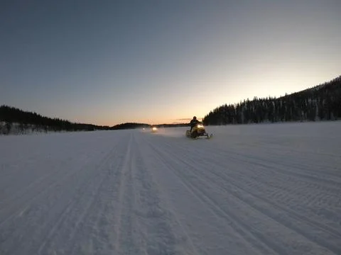 Snowmobile Lapland Stock Photos