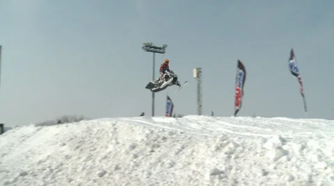 Snowmobile Races By Low Angle 스톡 동영상 38720845