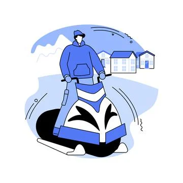 Snowmobile rental isolated cartoon vector illustrations. Stock Illustration
