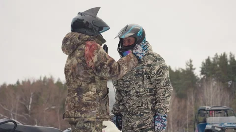 Snowmobile scene described. Rider prepared for extreme adventure. Partner Stock Footage 346252128