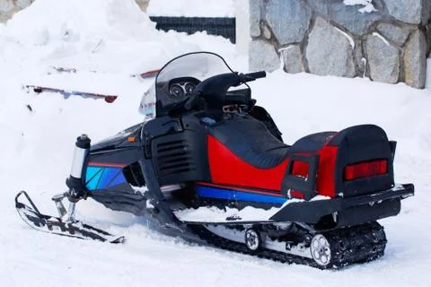 Snowmobile in the snow 写真素材