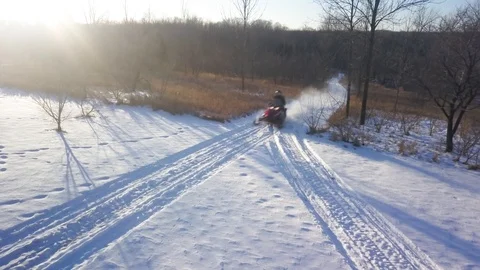Snowmobile Speeding At Camera 動画素材 87047666