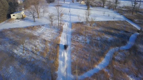 Snowmobile Speeding on Trail Video stock 87046495