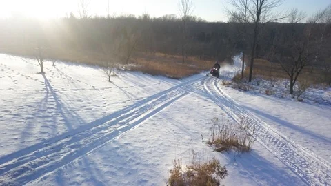 Snowmobile Speeds At Camera 動画素材 87046718