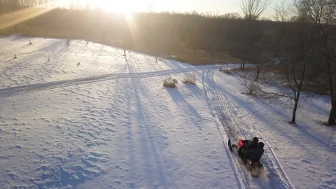Snowmobile Sunset Slow 動画素材 87047823