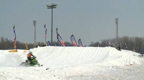 Snowmobile Takes Jump 動画素材 38720938