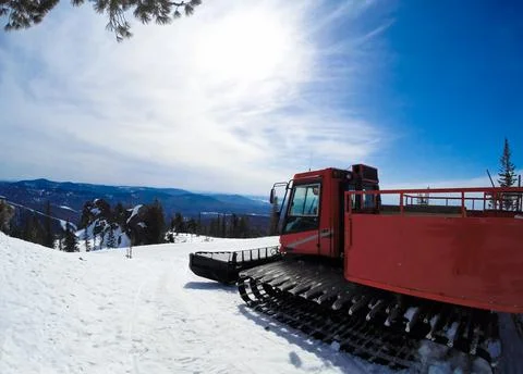 Snowmobile on top Foto stock