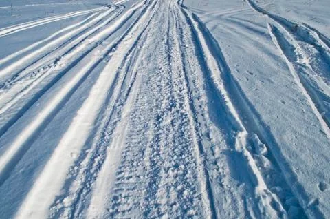 Snowmobile trail Foto stock