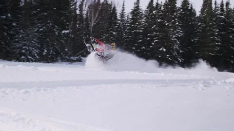 Snowmobile Wheelie Stock Footage 150832168