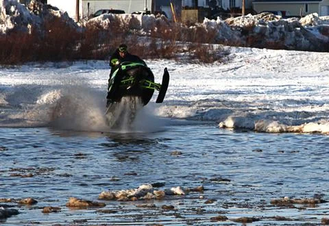 Snowmobile in winter Stock Photos