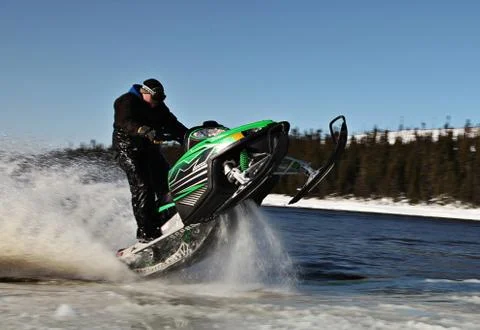Snowmobile in winter Stock Photos